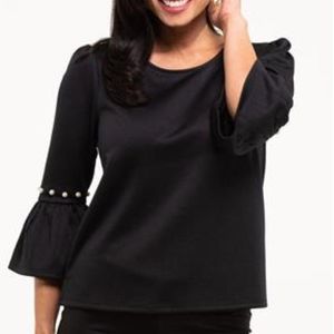 Jackie Z Bell Sleeve Top With Pearl Embellishments